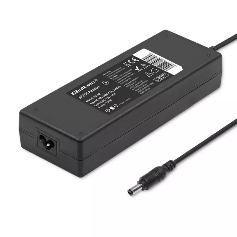 Fuente de alimentación de sobremesa Qoltec 120W | 12V | 10A | 5,5*2,5 | + cable de alimentación