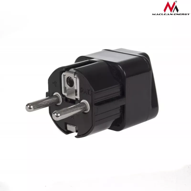 Maclean MCE155 adaptador de enchufe universal, toma UK a enchufe EU, negro
