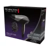 Secador de pelo Remington D3190S — 2200 W, iónico, 3 niveles de calor, 2 velocidades, aire frío, difusor y concentrador (plateado/negro)