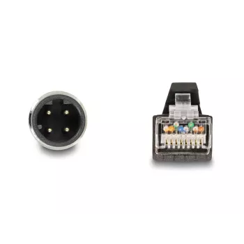 Cable de red DeLOCK M12 D-codificado 4 polos conector macho a conector macho RJ45 PUR (TPU) 5 m