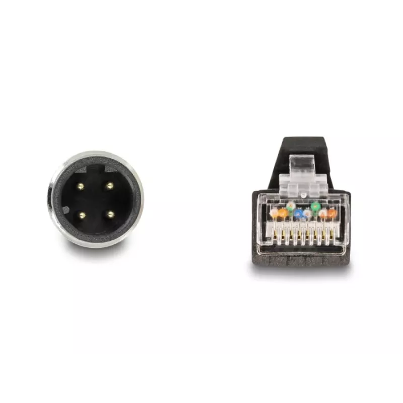 Cable de red DeLOCK M12 D-codificado 4 polos conector macho a conector macho RJ45 PUR (TPU) 5 m