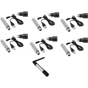Sistema inalámbrico DMX EUROLITE QuickDMX Set transmisor 1x + receptor con batería 6x (envío/recepción DMX inalámbrico)