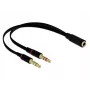DeLOCK - adaptador para auriculares - conector mini de 4 polos (H) a conector jack mini estéreo (M) - 20 cm - negro