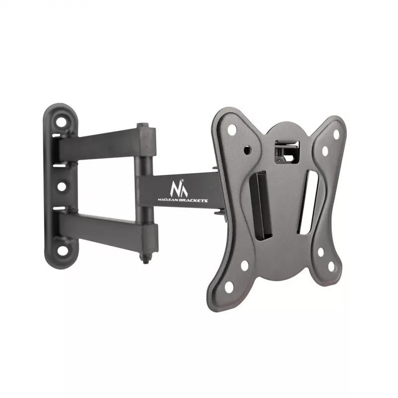 Soporte de pared para TV/monitor Maclean MC-417 totalmente articulado 13-32 30kg máx. VESA 100x100 negro con pintura en polvo soporte universal distancia a la pared ajustable giratorio inclinable