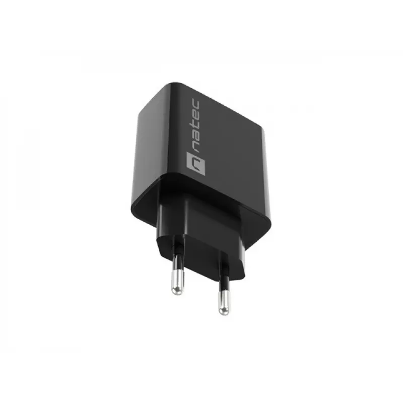 Natec Ribera NUC-2058 cargador de pared, 18 W, 1x USB-A, hasta 3 A, Quick Charge 3.0, Samsung AFC, Huawei FCP/SCP, negro