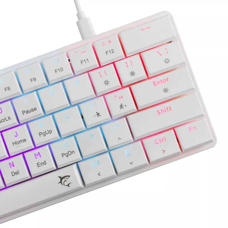 Teclado mecánico White Shark Nagamaki GK-006211 — diseño compacto, interruptores mecánicos Red, carcasa blanca