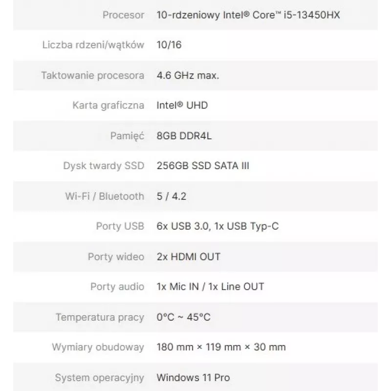 Ordenador Ops Avtek I5 13450HX 8GB 256GB/WIN 11 Pro