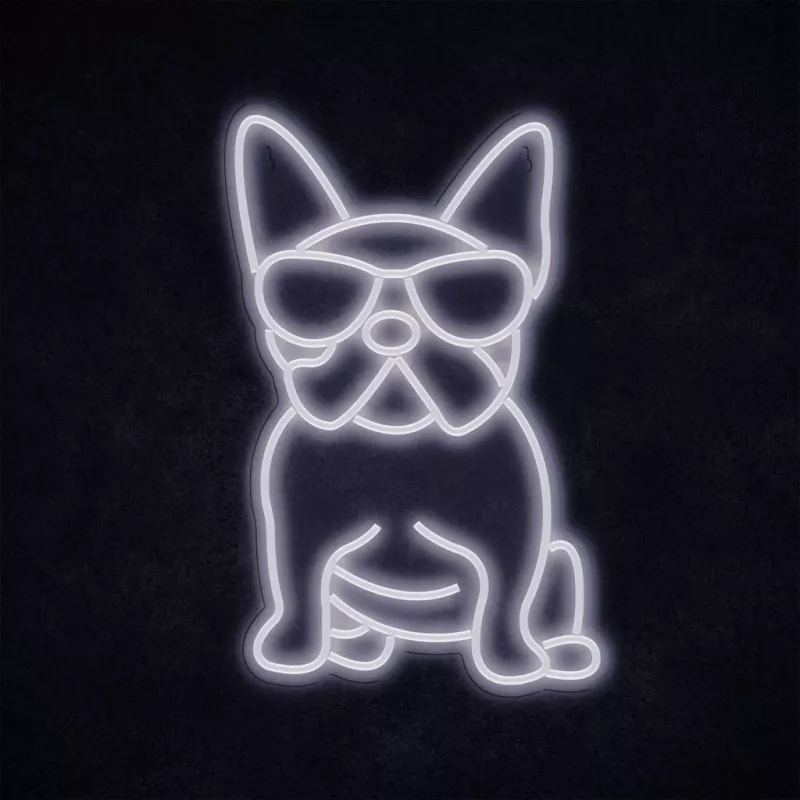 Luz de neón MANTA Manta SNL66WH French Bulldog White — letrero de neón LED decorativo con forma de bulldog francés