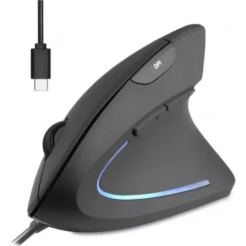Perixx PERIMICE-513 C ratón ergonómico vertical USB-C negro para diestros (PERIMICE-513 C)