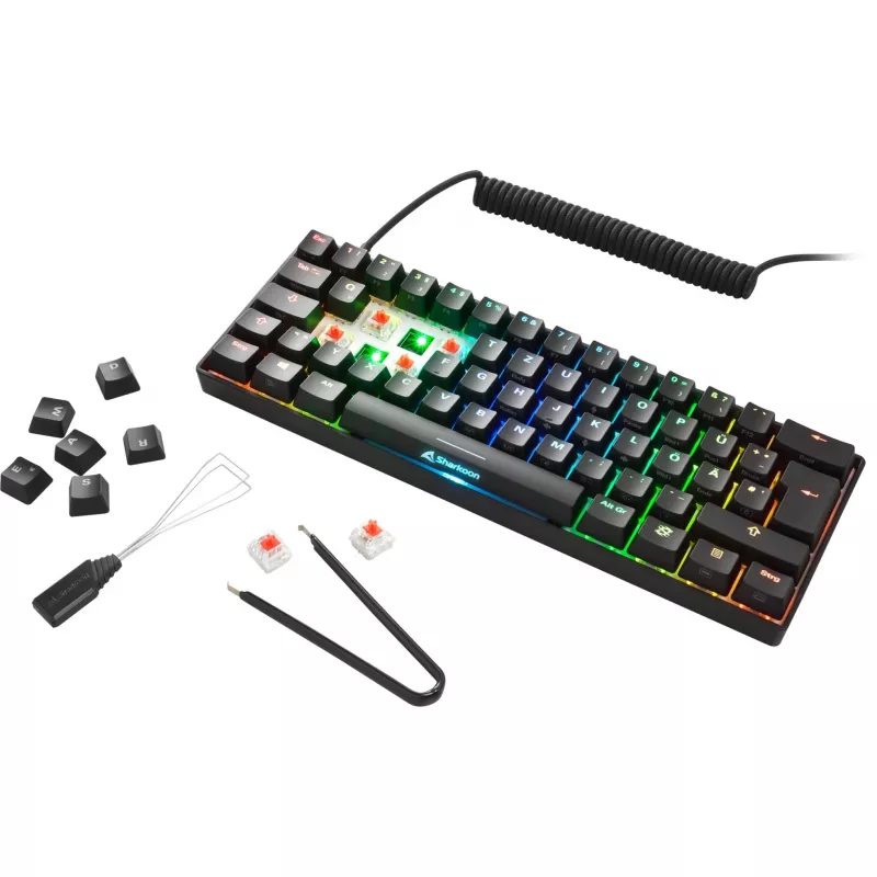 Sharkoon SGK50 S4 Teclado gaming USB AZERTY Francés Negro 60% RGB LED