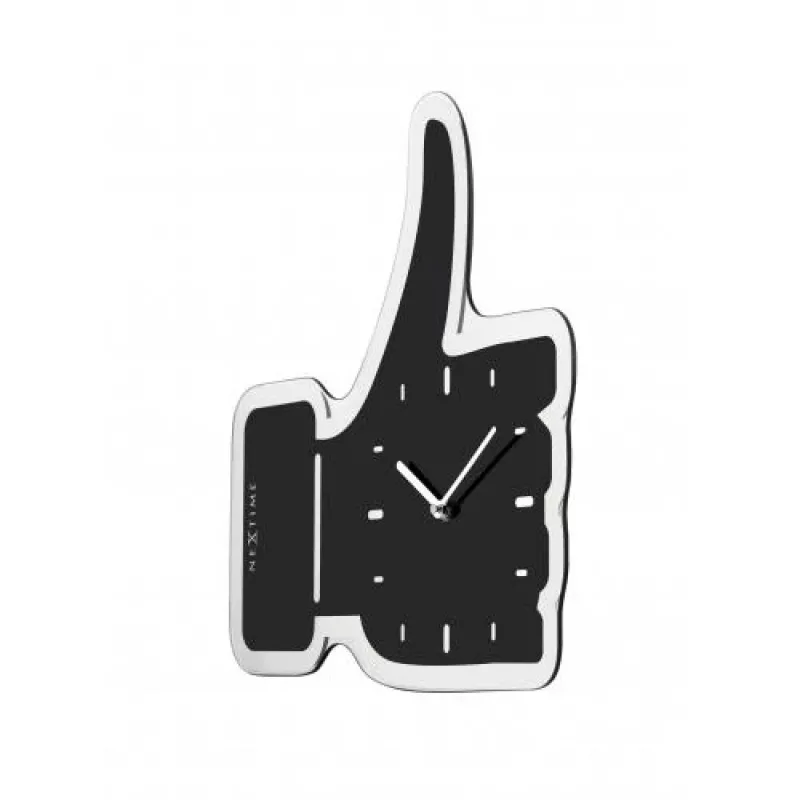 NeXtime Reloj de pared 3072zw Thumbs up, 40,5x41 cm, pared, negro/plateado