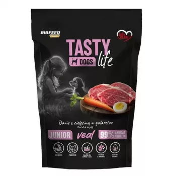 BIOFEED Tasty Dogs Life Junior Veal - comida húmeda para perros - 500g