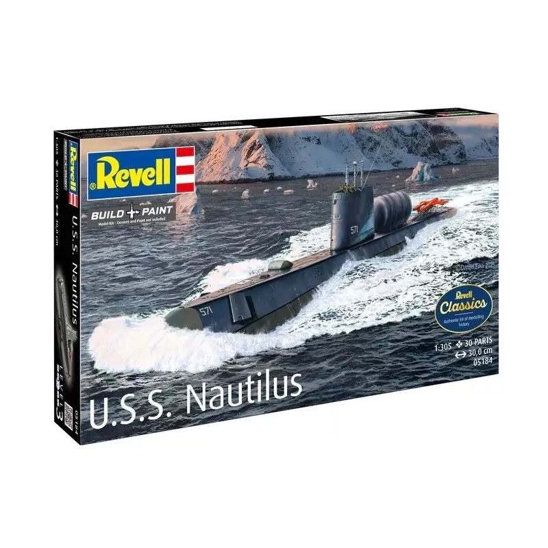 Maqueta de barco de plástico REVELL U.S.S. Nautilus escala 1:305, kit 05184