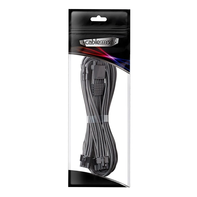 Cable CableMod C-Series Pro ModMesh Sleeved 12VHPWR PCI-e para Corsair (Carbon, 16-Pin a Triple 8-Pin, 600mm)