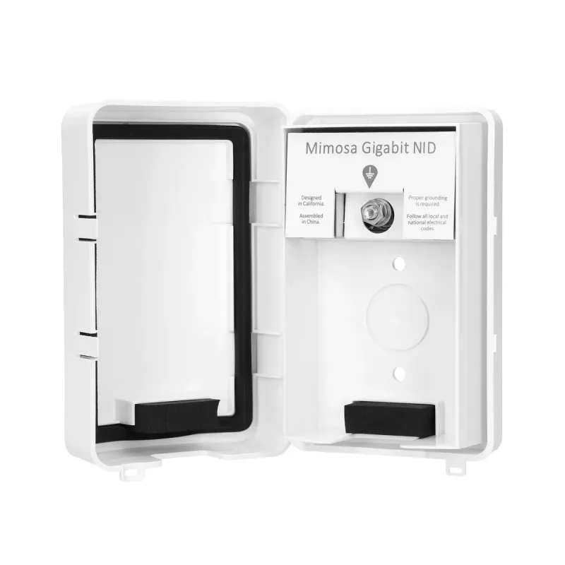 Interfaz exterior, pararrayos con toma de tierra Mimosa NID, 2x RJ-45, Gigabit, IP54