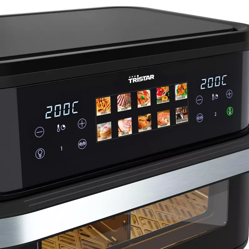 Freidora de aire Tristar FR-9078 doble 10 L, 2800 W, control táctil, LCD, negra/acero inoxidable