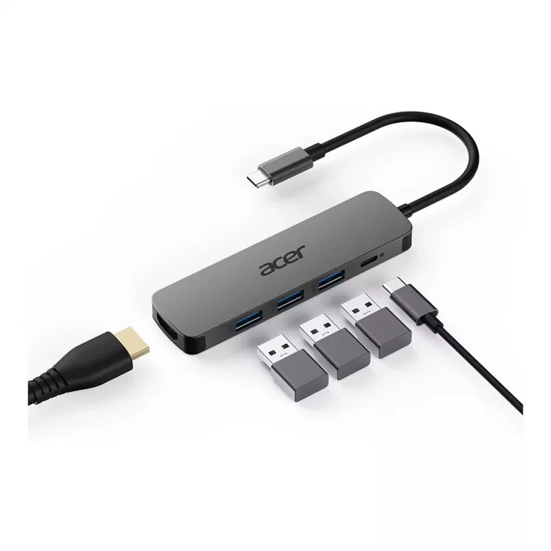 Acer 5‑in‑1 Type‑C Dongle HP.DSCAB.021 con HDMI, USB 3.0 y 100W Power Delivery
