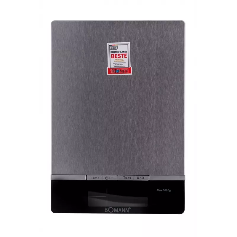 Bomann KW 1421 CB báscula de cocina, pantalla LCD, acero inoxidable, 160 x 230 x 18 mm, AAA, negra (614211)
