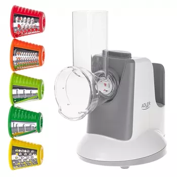 Cortador de verduras Adler AD 4815, 150 W, 5 boquillas, carcasa de ABS, blanco/gris