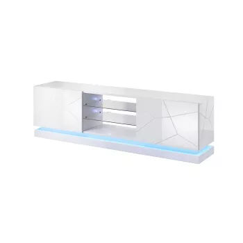 Mueble de TV Cama QIU 200 MDF blanco brillante/blanco brillante