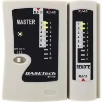 Comprobador de cables Basetech BT-100 BT-100 compatible con RJ-45, RJ-11