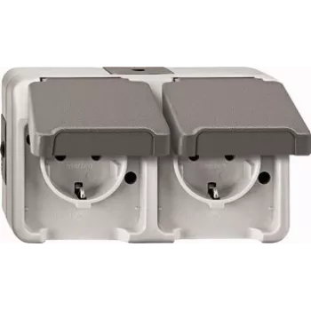 Toma de corriente Merten MEG2321-8029 CEE 7/3 gris, IP44, 250 V, 16 A, 143×57×83 mm