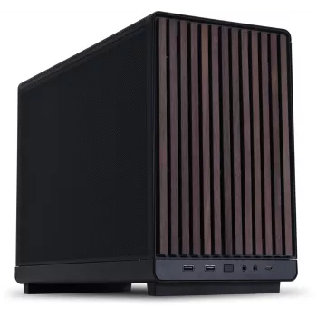 Caja de PC Lian Li A3-mATX Micro Tower — Micro-ITX/Micro-ATX, madera y negro, compatible con fuentes ATX/SFX/SFX-L