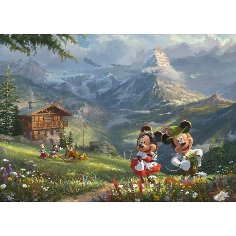 Thomas Kinkade Studios: Disney - Mickey & Minnie in den Alpen, puzle 1000 piezas