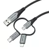 Cable Vention USB 2.0 conector macho A a conector macho 3 en 1 Micro-B&USB-C&Lightning 1M Gris Aleación de aluminio