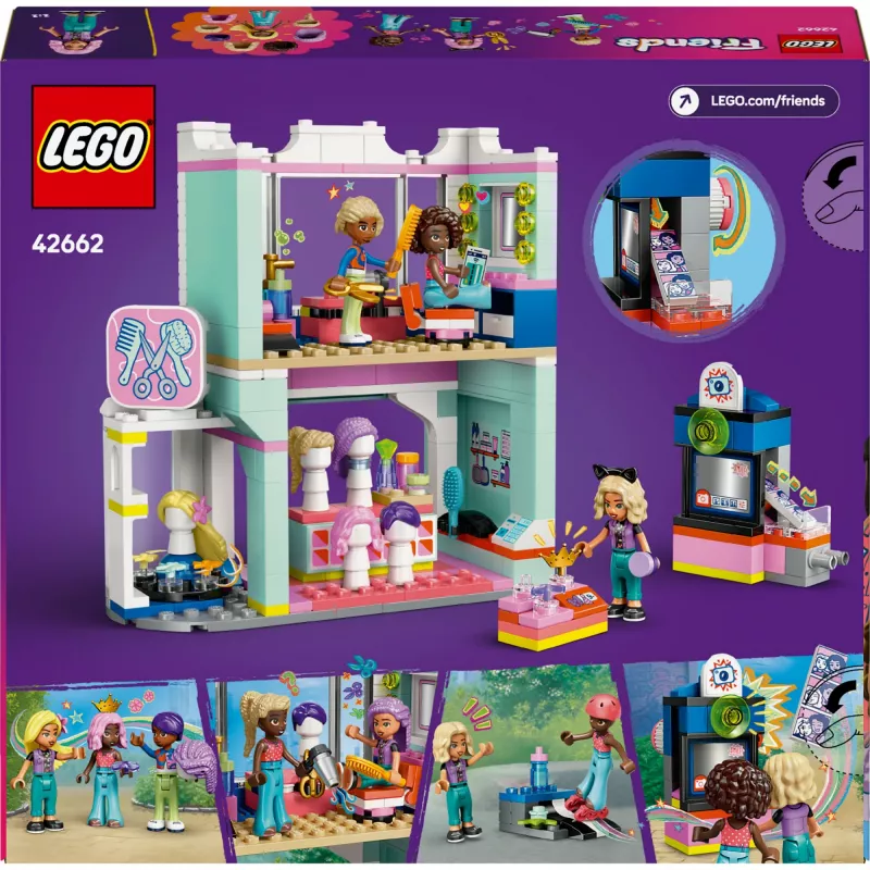 LEGO Friends Set de juego Peluquería y tienda de decoración 42662 – Mini muñecas, escena de salón, accesorios