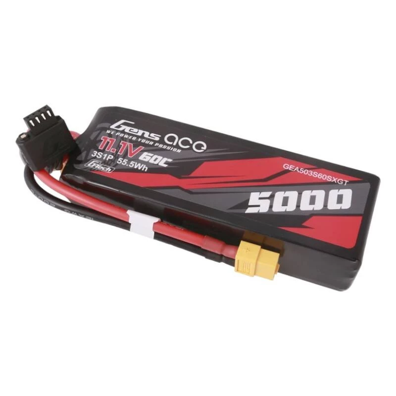 Gens ace G-Tech 5000mAh 11.1V 60C 3S1P Lipo tamaño corto con conector XT60