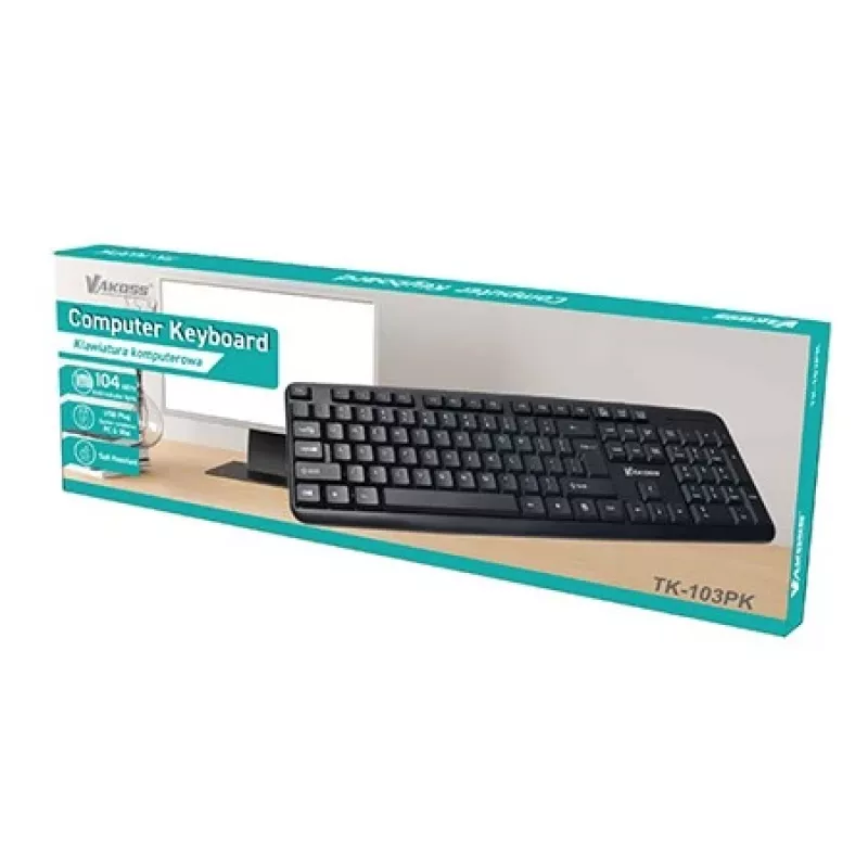 VAKOSS TK-103PK teclado USB, QWERTY, negro