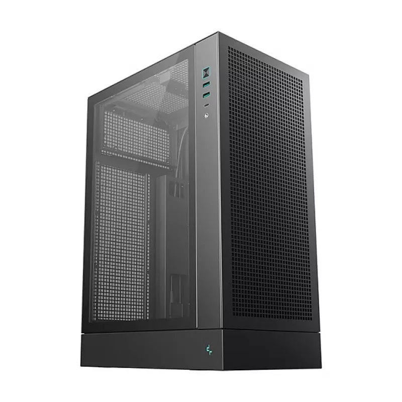 Caja de PC DeepCool CH170 PLUS Torre Negra – micro-ATX/mini-ITX, cristal templado, USB-C, fuente de alimentación arriba