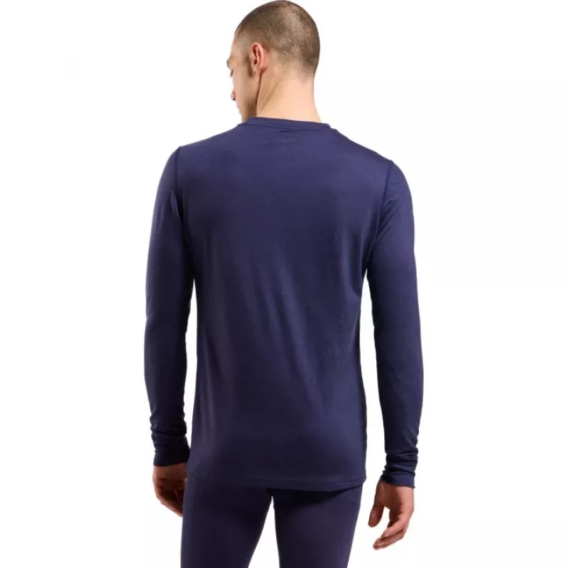 Odlo BL TOP Cuello redondo manga larga MERINO 200 Ropa térmica de manga larga, talla M, azul