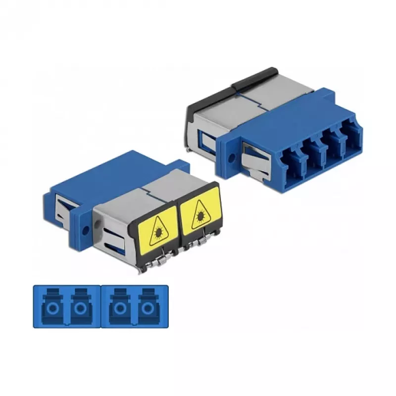 Acoplador de fibra óptica DeLOCK 86903 LC cuádruple hembra a LC cuádruple hembra monomodo azul