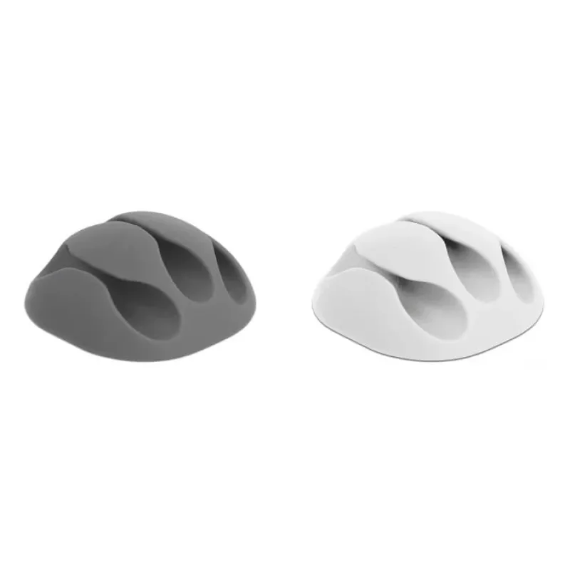 DeLOCK con 3 pasacables - set de sujetacables - montaje en mesa, montaje en superficie, apto para montaje en pared - gris, blanco (18297)