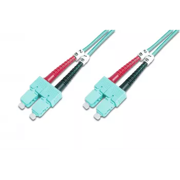 DIGITUS Professional - cable para patch panel - SC multimodo (M) a SC multimodo (M) - 2 m - fibra óptica - 50/125 micrómetros - OM3 - libre de halógenos - aguamarina