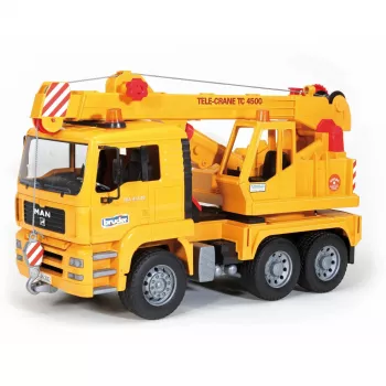 Camión grúa BRUDER MAN BR-02754, construcción ABS, amarillo, para niños a partir de 4 años (sin módulo de luz y sonido)
