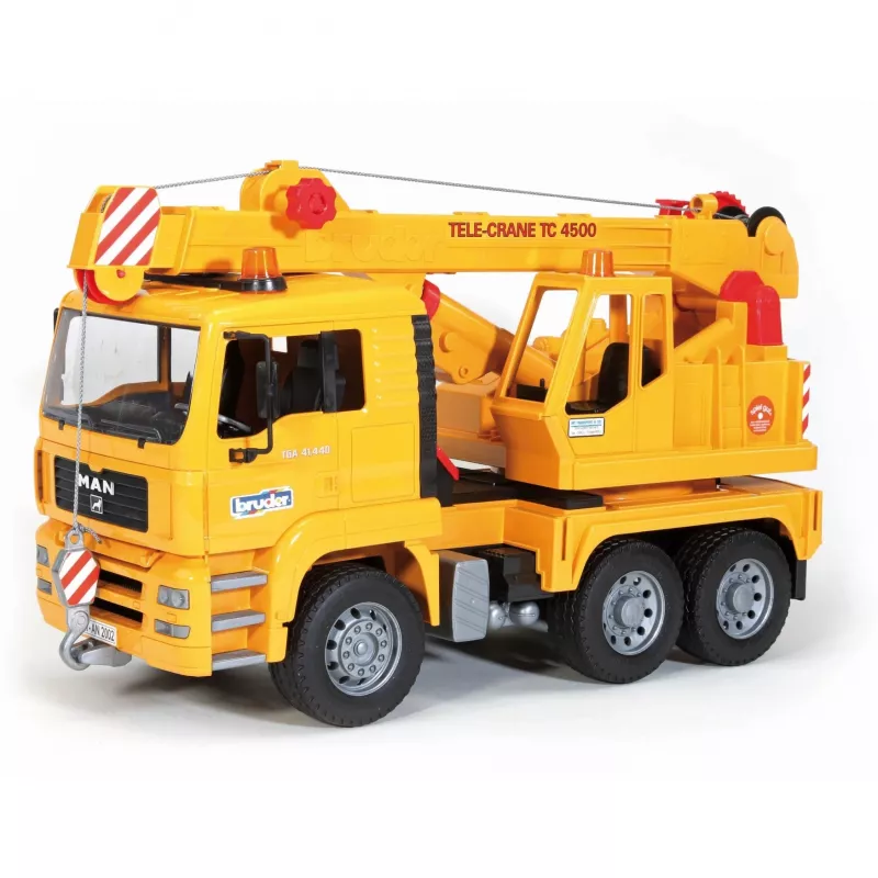 Camión grúa BRUDER MAN BR-02754, construcción ABS, amarillo, para niños a partir de 4 años (sin módulo de luz y sonido)
