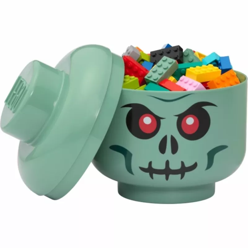 Caja de almacenamiento Room Copenhagen LEGO cabeza Skeleton pequeña, verde/negro