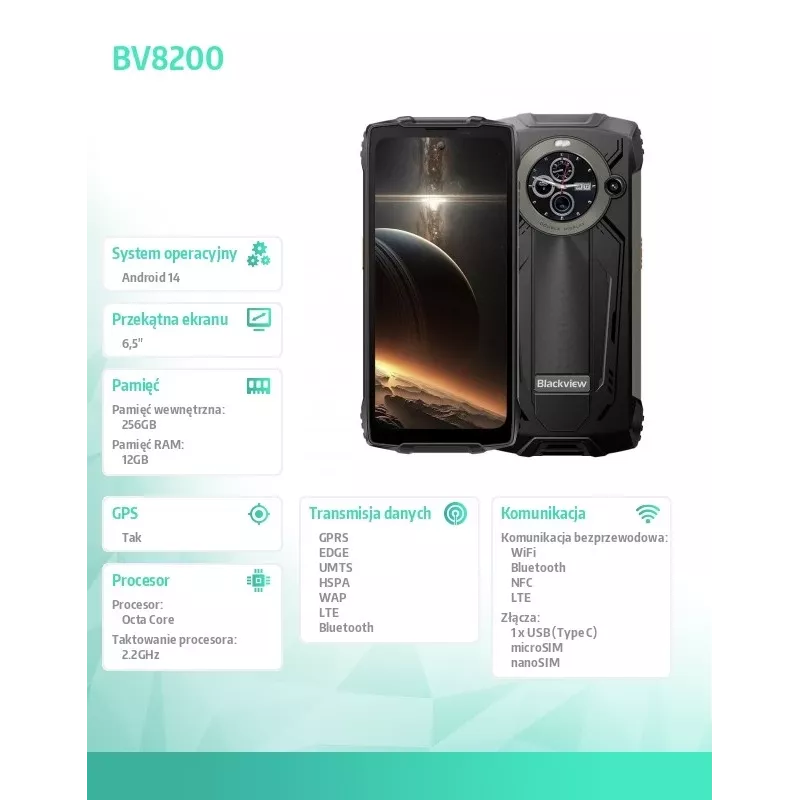 Smartphone BV8200 12/256GB negro