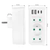 Regleta de enchufes MACLEAN MCE248 F/W — 3 tomas AC (1×16A, 2×6A) + 4×USB (2×A, 2×C PD 20W), conector EU, blanco