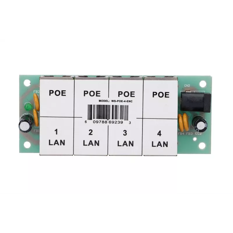 Inyector PoE Extralink 4 puertos 4x 100 Mb/s RJ45, Fast Ethernet, 48 V, sin carcasa