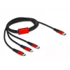 Cable de carga USB DeLOCK 3 en 1 USB Type-C a Lightning Micro USB USB Type-C 1 m negro rojo