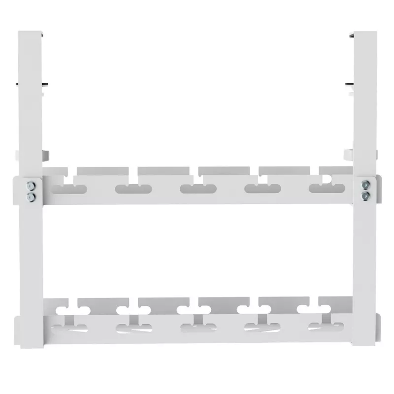 Organizador de cables bajo el escritorio MACLEAN MC-104 W, bandeja de acero de 2 niveles, blanco, carga máx. 5 kg, para grosores de mesa de 0,5–5 cm