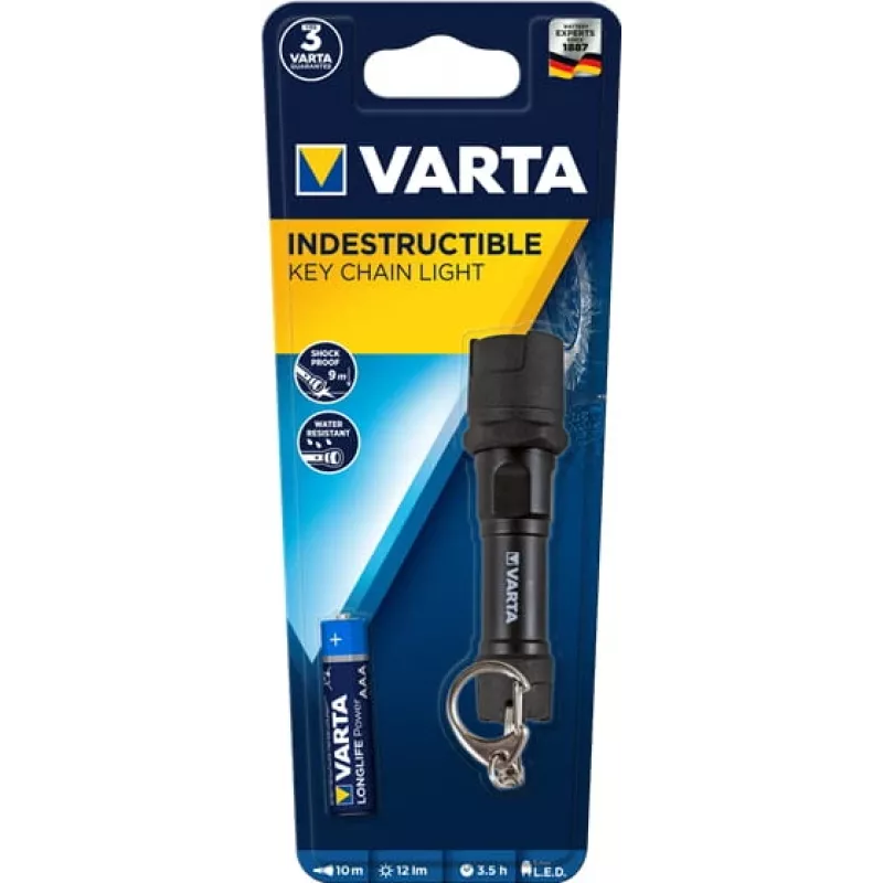 Linterna llavero Varta 16701 101 421 negra LED antichoque IPX4