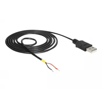 Delock Cable USB2.0 conector macho Type-A > 2 extremos de cable abiertos - 1,5 m - negro (85664)