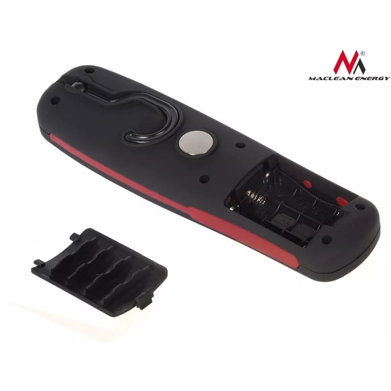 Lámpara de taller MACLEAN MCE03 — 24 LEDs, base magnética y gancho, a pilas (3×AAA)