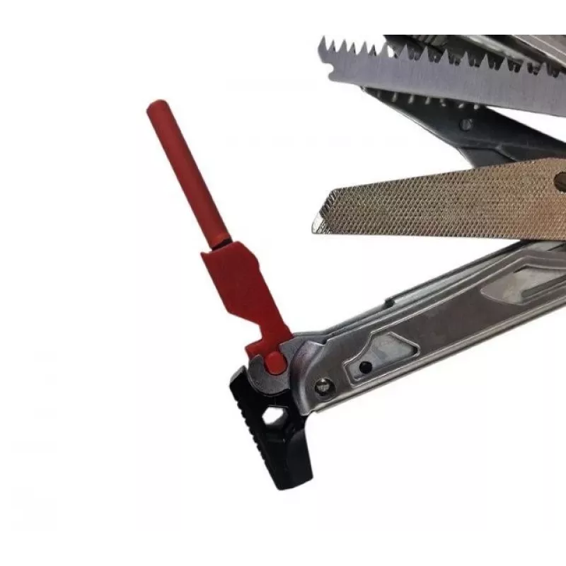 Multitool AZYMUT Giewon FS Fire Starter multiusos con 19 herramientas, piedra de fuego, silbato, funda de cinturón (H2038A)