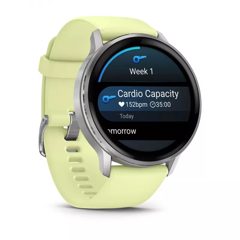 Garmin Venu 4 45 mm 010-03014-02 reloj inteligente, plata con correa de silicona color limón